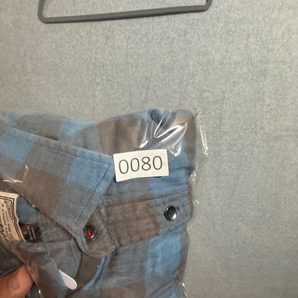 Flag & Anthem Mens Blue Brown Plaid Cotton Flannel Shirt COREWS400V Large - Picture 8 of 8